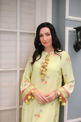 Reema Ahsan - Insha - Georgete & PK Raw Silk - Pastel Yellow - 2 Piece